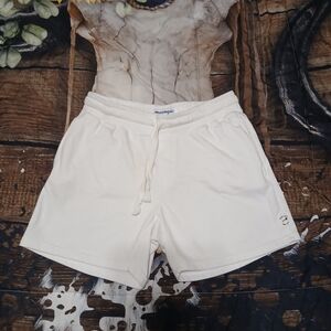 Maamgic Mens White Lounge Swim Shorts Size M Elastic Waist Drawstring